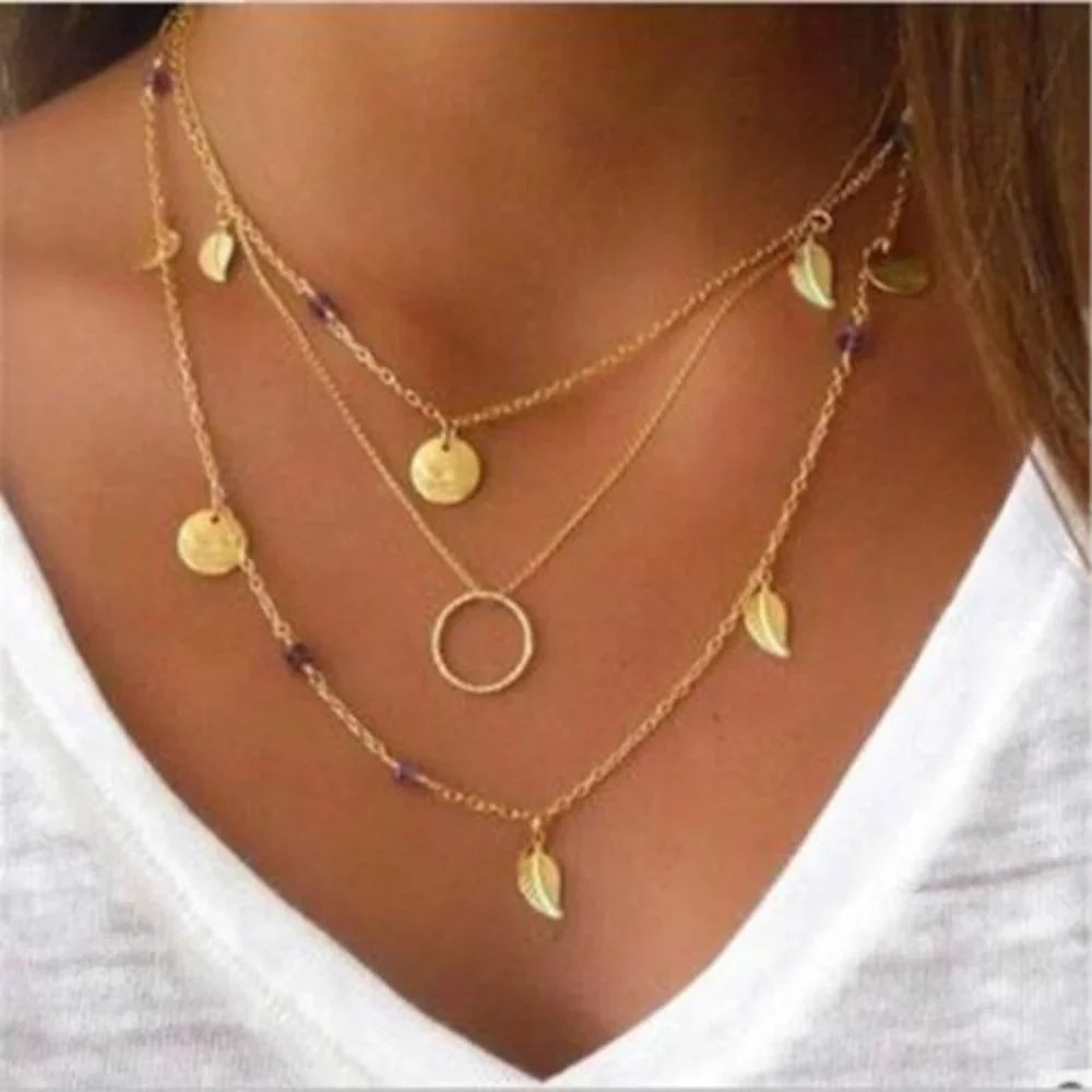 SALE ** BRAND NEW ** BEAUTIFUL LAYERED CHARM NECKLACE - Picture 1 of 1